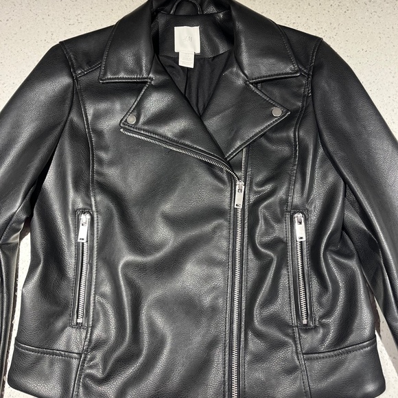 H&M Moto Jacket Black S Faux Leather - Picture 1 of 3